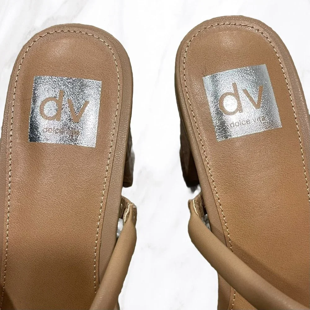 NWT Dolce Vita‎ Halsty Double Banded Block Heel in Caramel, Size 11